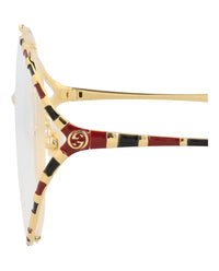 Gucci Womens Round/Oval Gold Gold Transparent Fashion Designer Eyewear