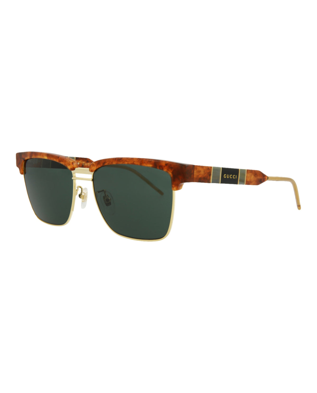 Gucci Mens Square/Rectangle Havana Havana Green Fashion Designer Eyewear