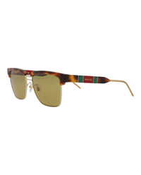 Gucci Mens Square/Rectangle Havana Havana Brown Fashion Designer Eyewear