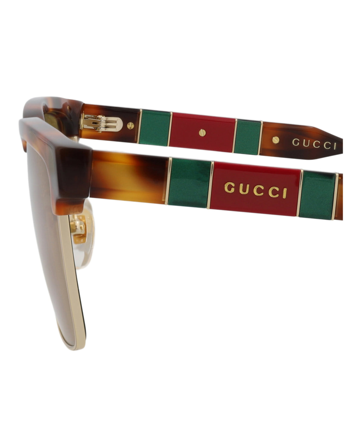 Gucci Mens Square/Rectangle Havana Havana Brown Fashion Designer Eyewear