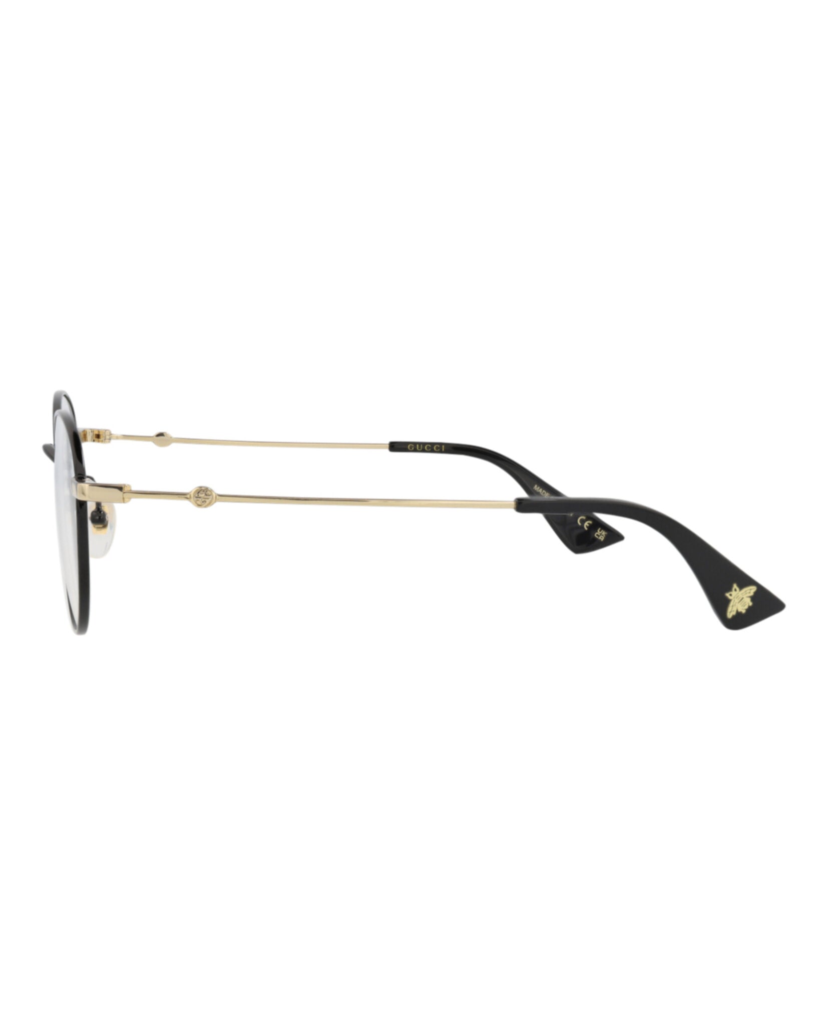 Gucci Unisex Round/Oval Black Gold Transparent Fashion Designer Eyewear
