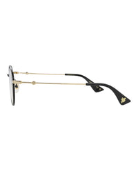 Gucci Unisex Round/Oval Black Gold Transparent Fashion Designer Eyewear