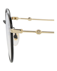 Gucci Unisex Round/Oval Black Gold Transparent Fashion Designer Eyewear