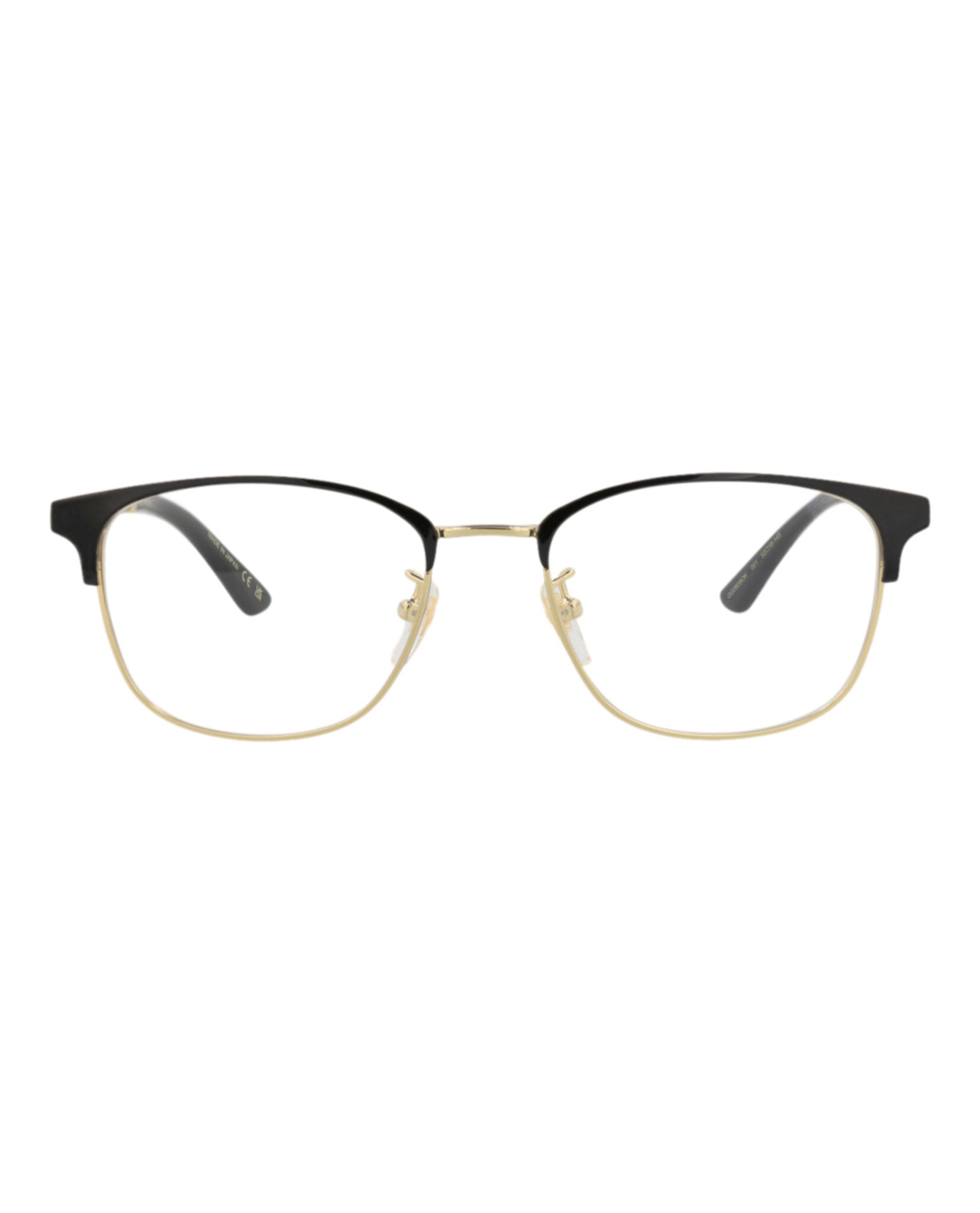 Gucci Gucci Mens Square/Rectangle Black Gold Transparent Fashion Designer Eyewear