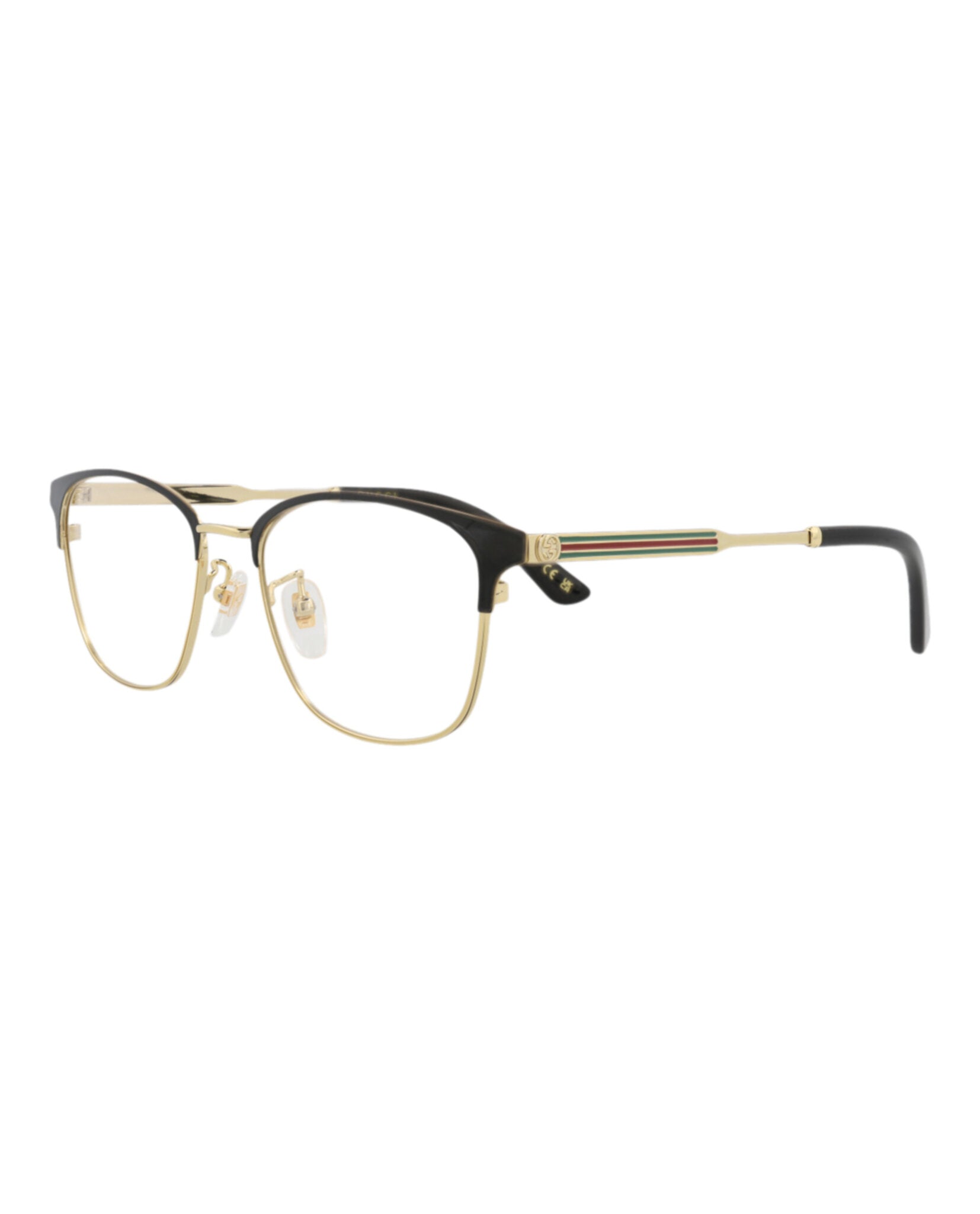 Gucci Gucci Mens Square/Rectangle Black Gold Transparent Fashion Designer Eyewear