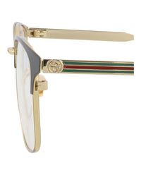 Gucci Gucci Mens Square/Rectangle Black Gold Transparent Fashion Designer Eyewear