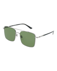 Gucci Gucci Mens Square/Rectangle Ruthenium Black Green Fashion Designer Eyewear