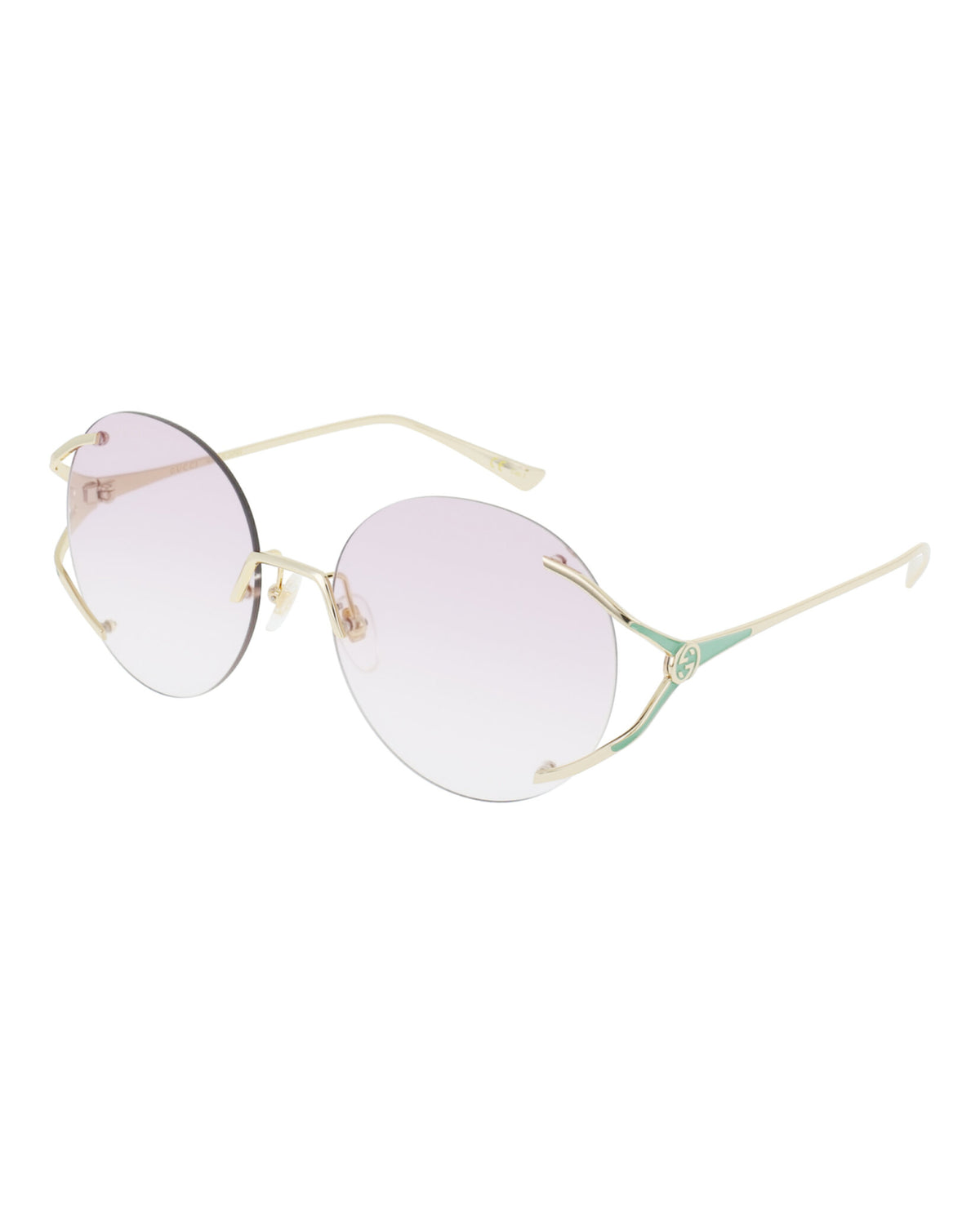 Gucci Womens Round/Oval Gold Gold Violet Fashion Designer Eyewear