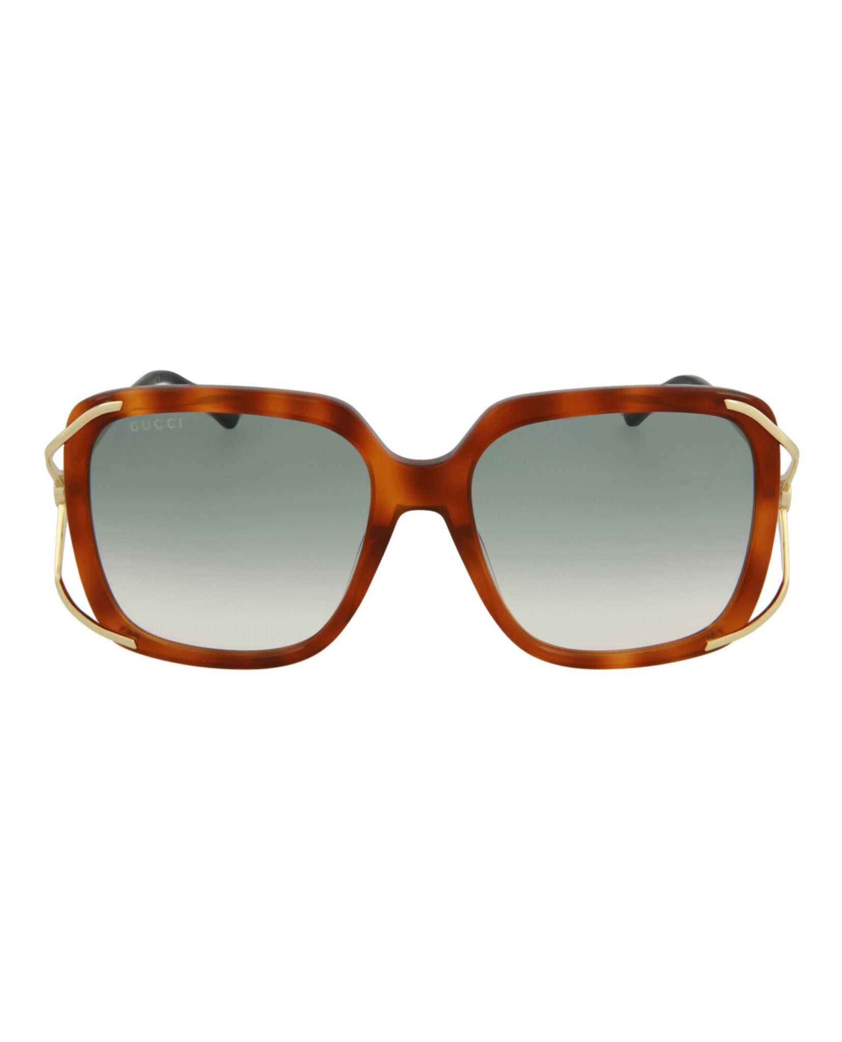 Gucci Gucci Womens Square/Rectangle Havana Gold Green Fashion Designer Eyewear