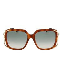 Gucci Gucci Womens Square/Rectangle Havana Gold Green Fashion Designer Eyewear