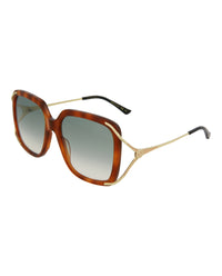 Gucci Gucci Womens Square/Rectangle Havana Gold Green Fashion Designer Eyewear