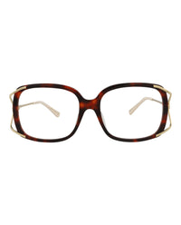 Gucci Womens Square/Rectangle Havana Gold Transparent Fashion Designer Eyewear