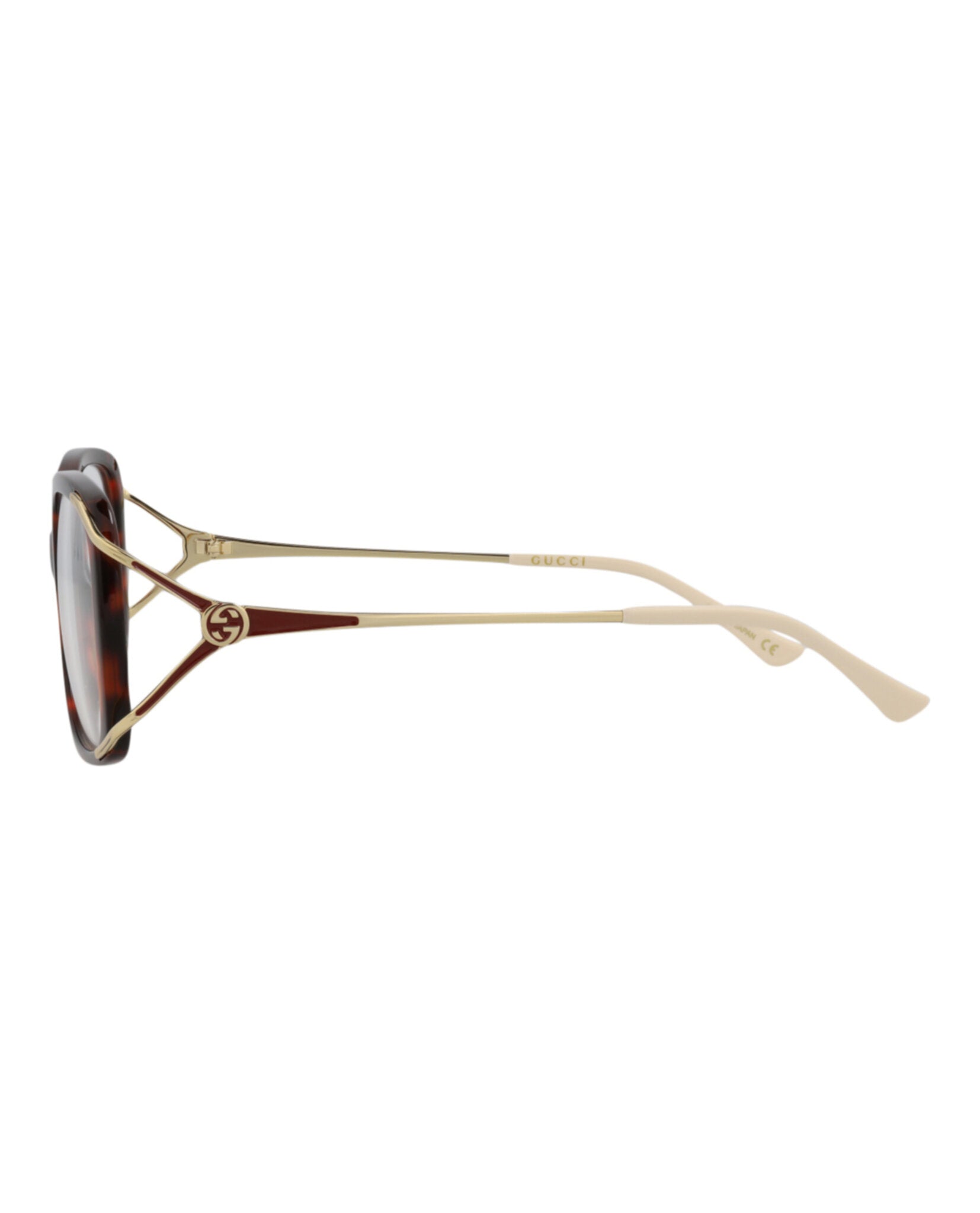 Gucci Womens Square/Rectangle Havana Gold Transparent Fashion Designer Eyewear