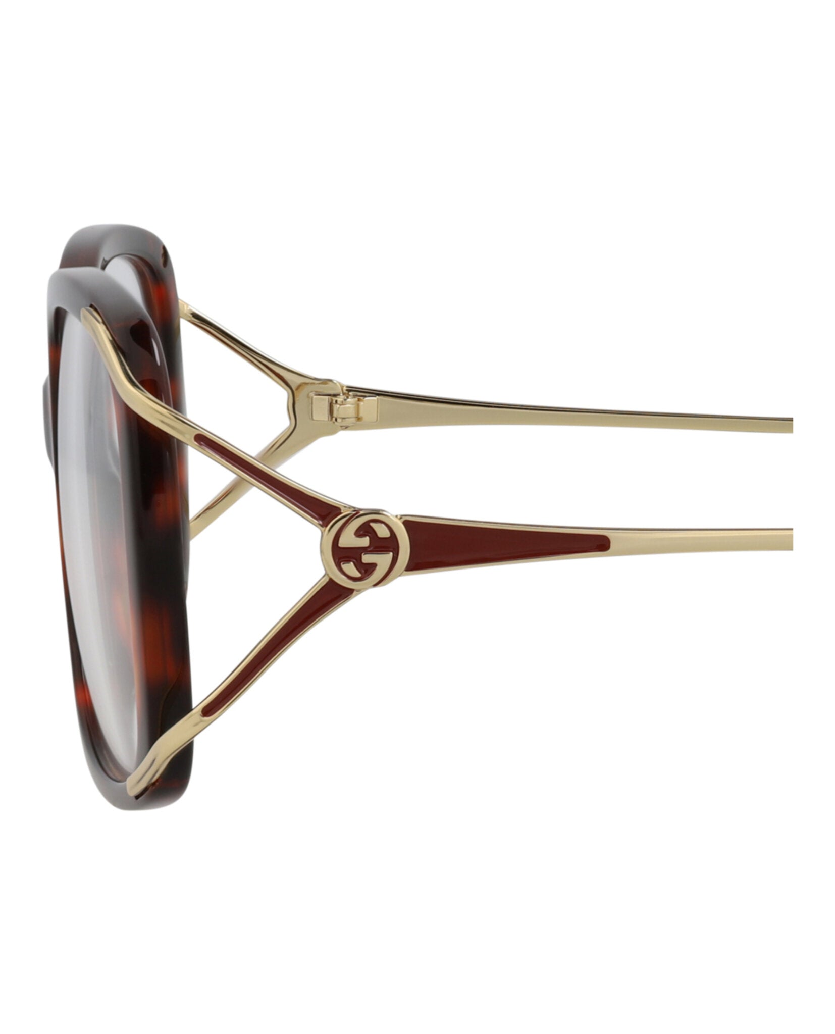 Gucci Womens Square/Rectangle Havana Gold Transparent Fashion Designer Eyewear