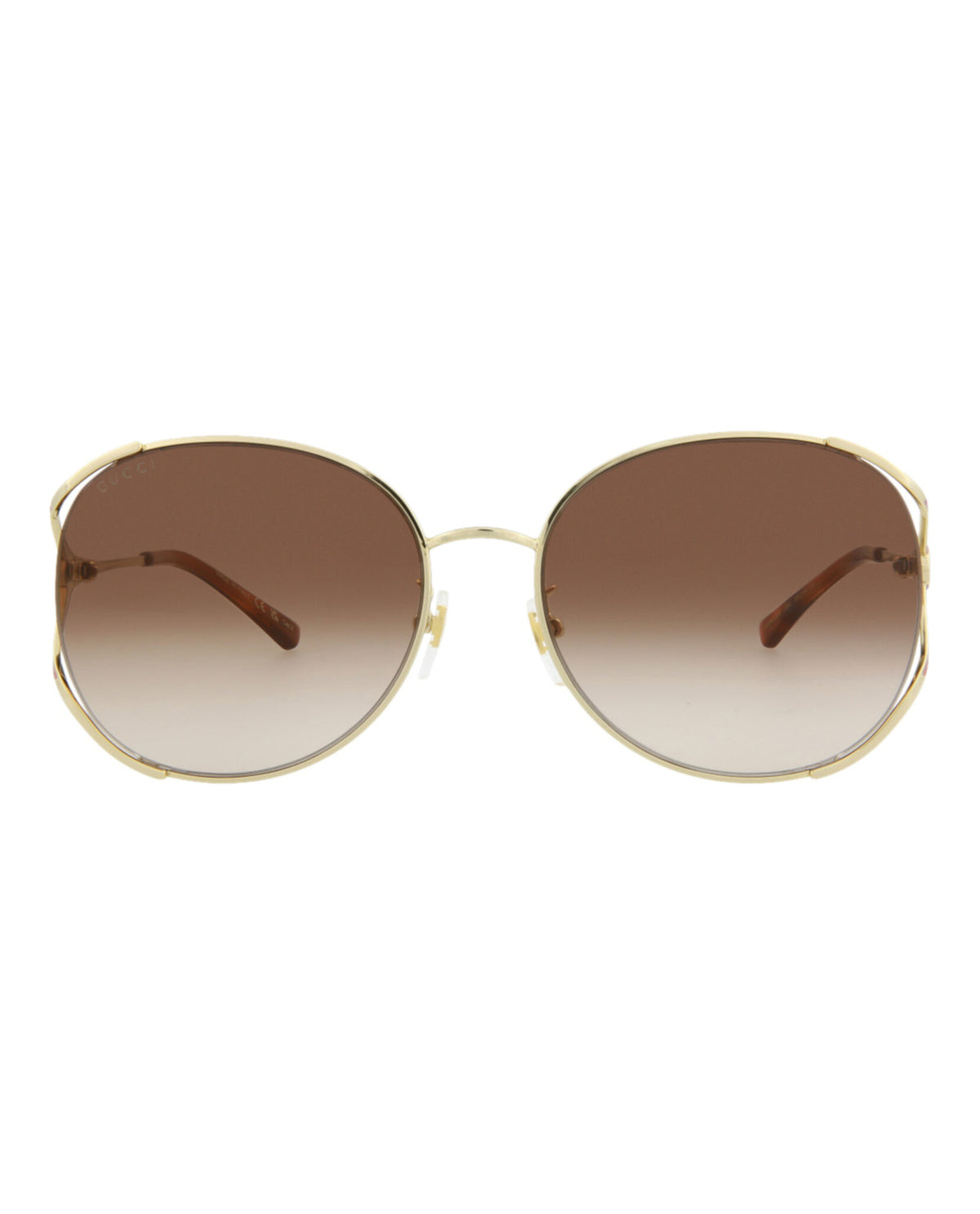 Gucci Womens Round/Oval Gold Gold Brown Fashion Designer Eyewear