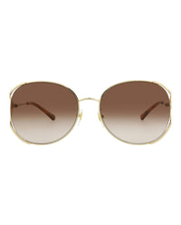 Gucci Womens Round/Oval Gold Gold Brown Fashion Designer Eyewear