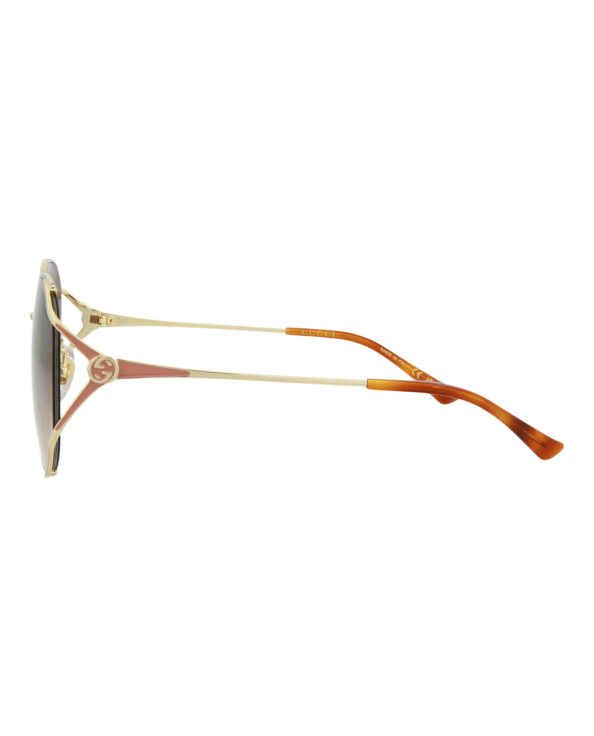 Gucci Womens Round/Oval Gold Gold Brown Fashion Designer Eyewear
