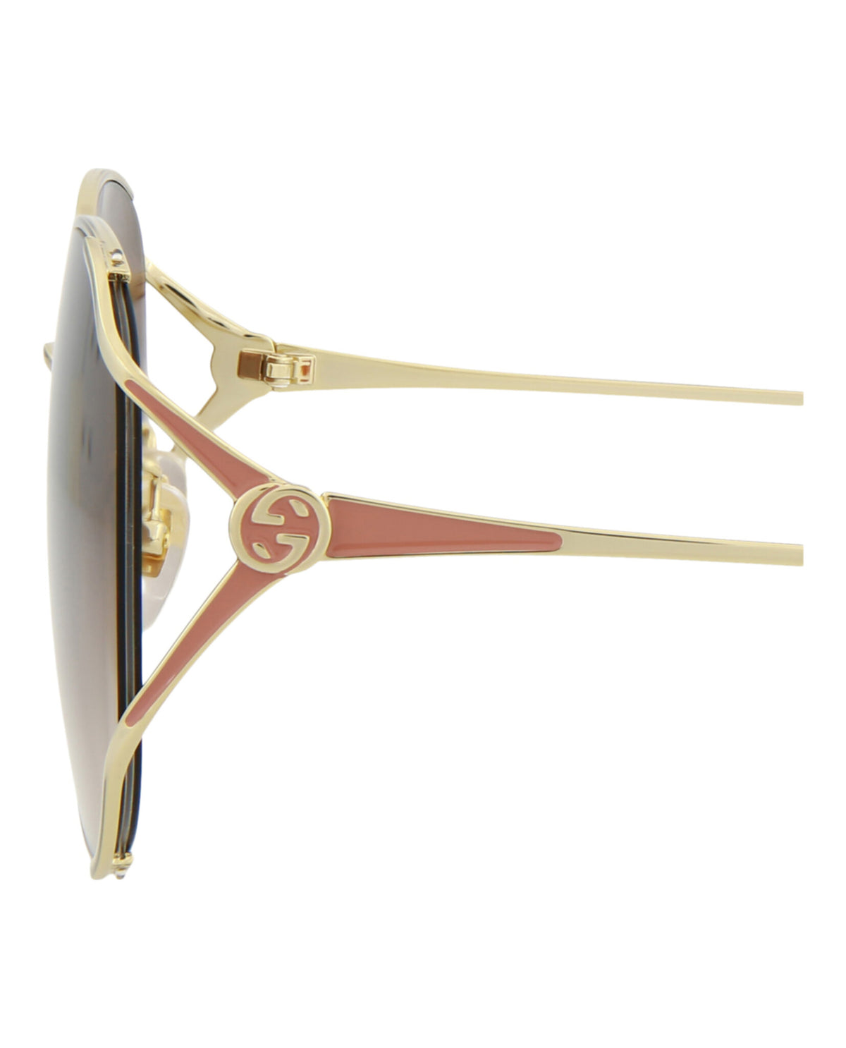 Gucci Womens Round/Oval Gold Gold Brown Fashion Designer Eyewear