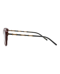 Gucci Gucci Womens Cat Eye Burgundy Gold Transparent Fashion Designer Eyewear