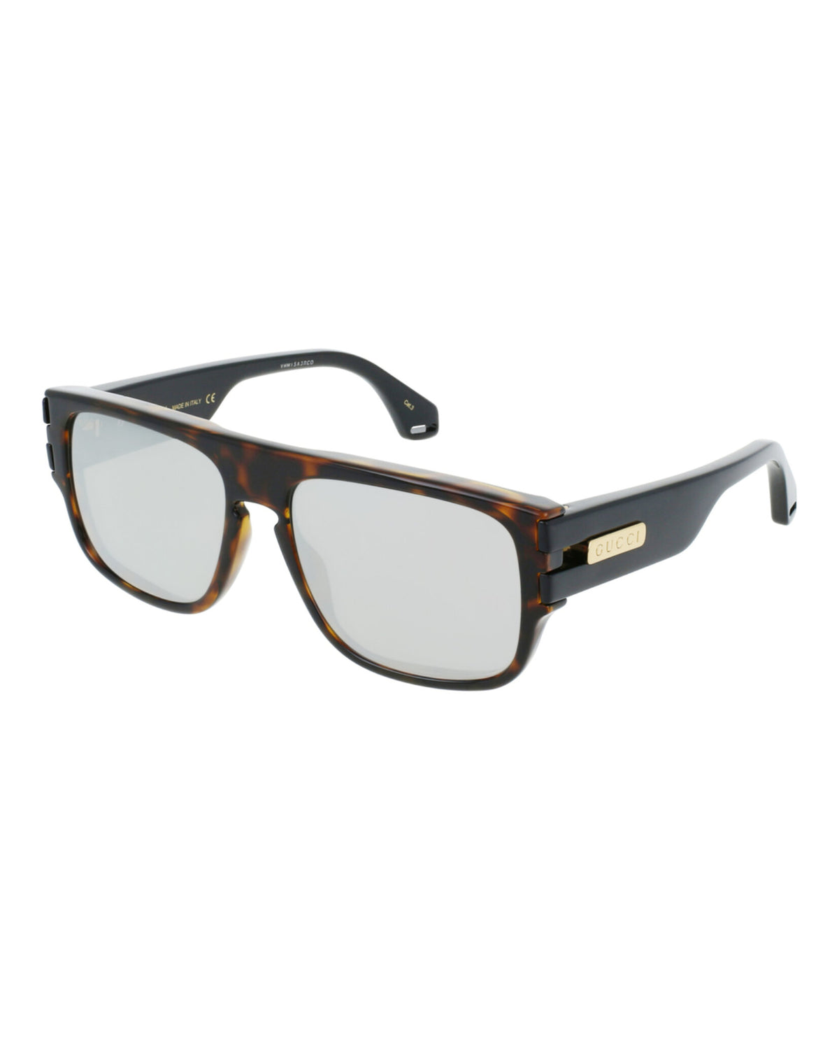 Gucci Mens Square/Rectangle Havana Black Silver Fashion Designer Eyewear