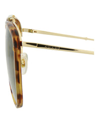 Gucci Mens Aviator Havana Gold Green Fashion Designer Eyewear