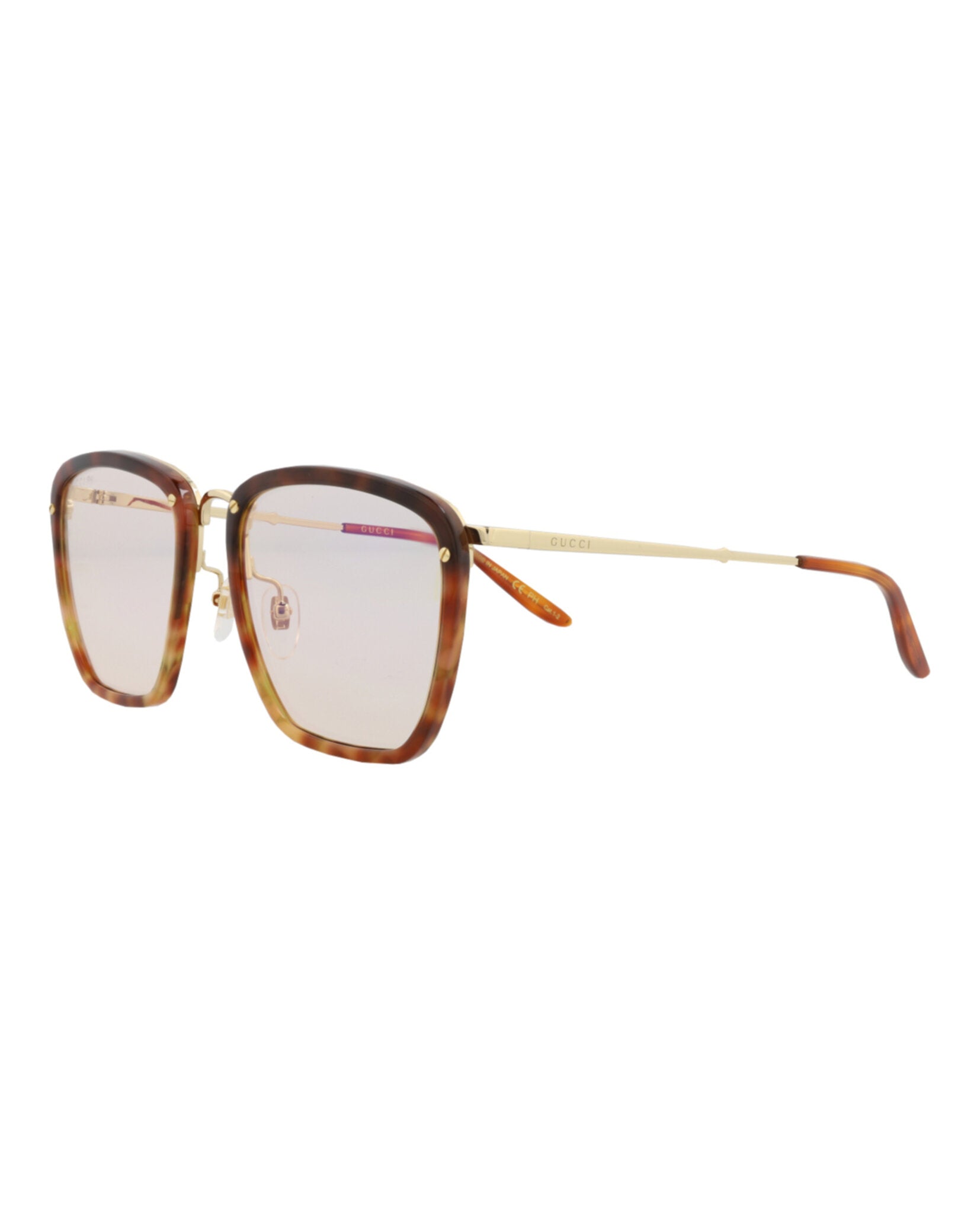 Gucci Mens Square/Rectangle Havana Gold Yellow Fashion Designer Eyewear