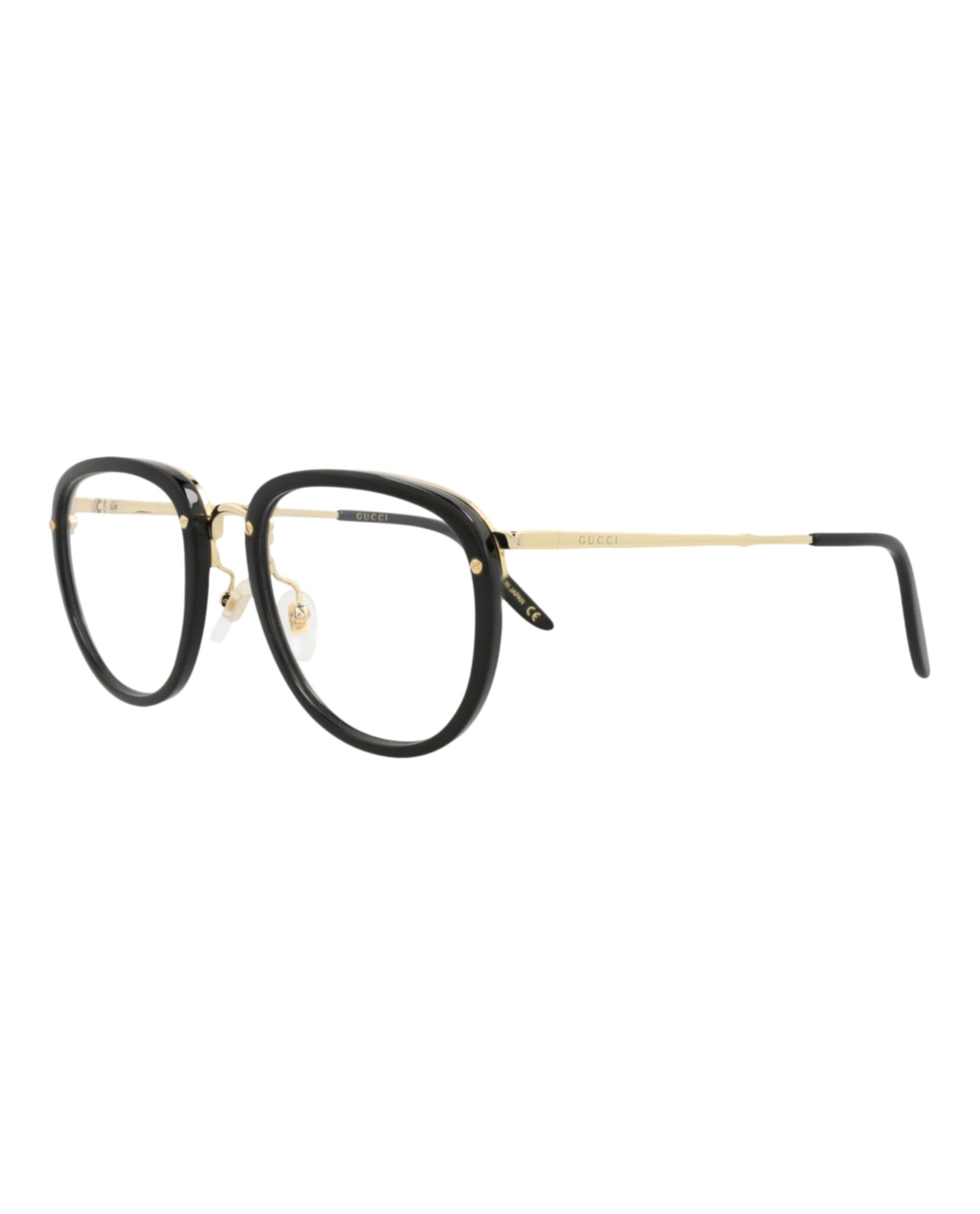 Gucci Gucci Mens Square/Rectangle Black Gold Transparent Fashion Designer Eyewear