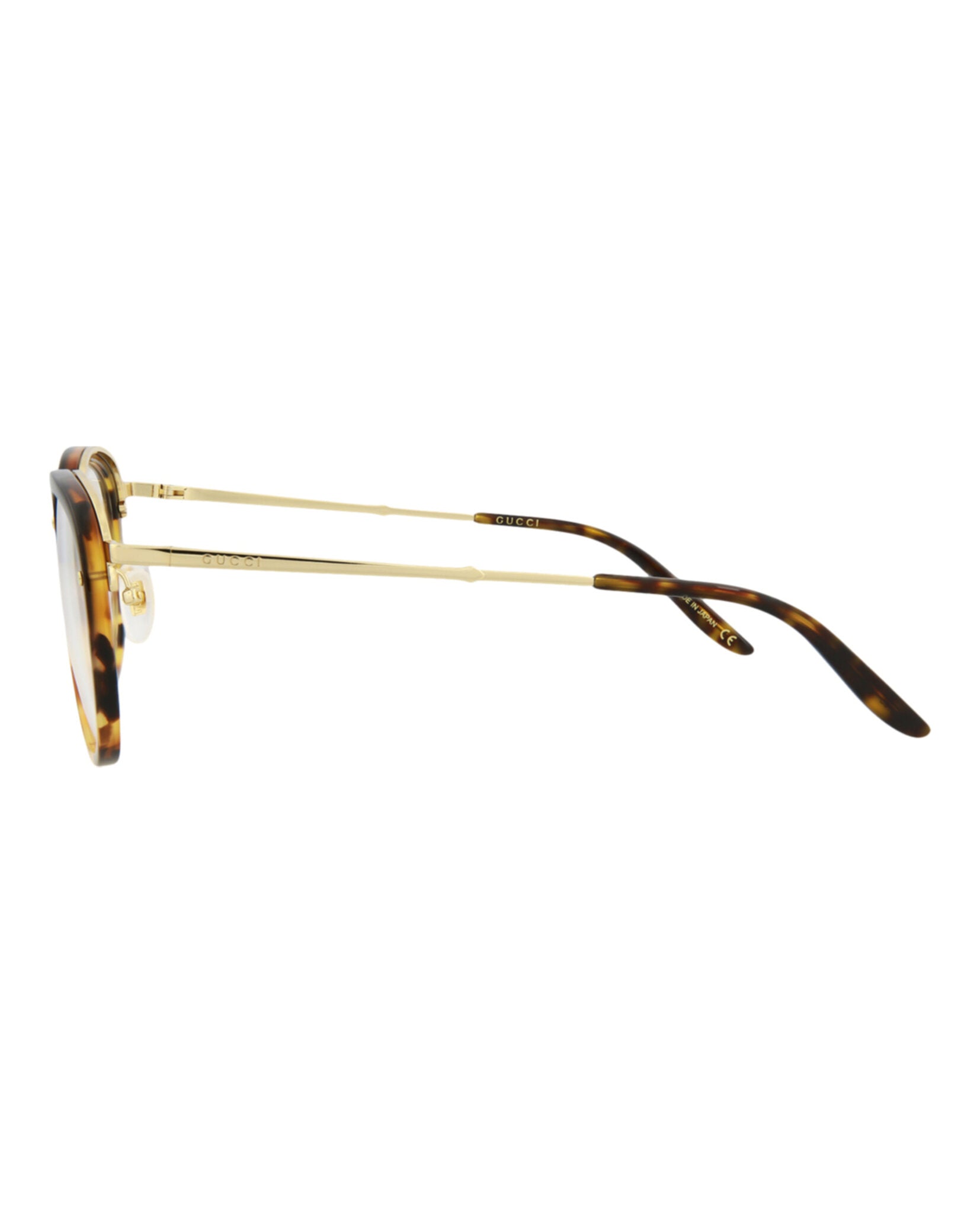 Gucci Mens Square/Rectangle Havana Gold Transparent Fashion Designer Eyewear