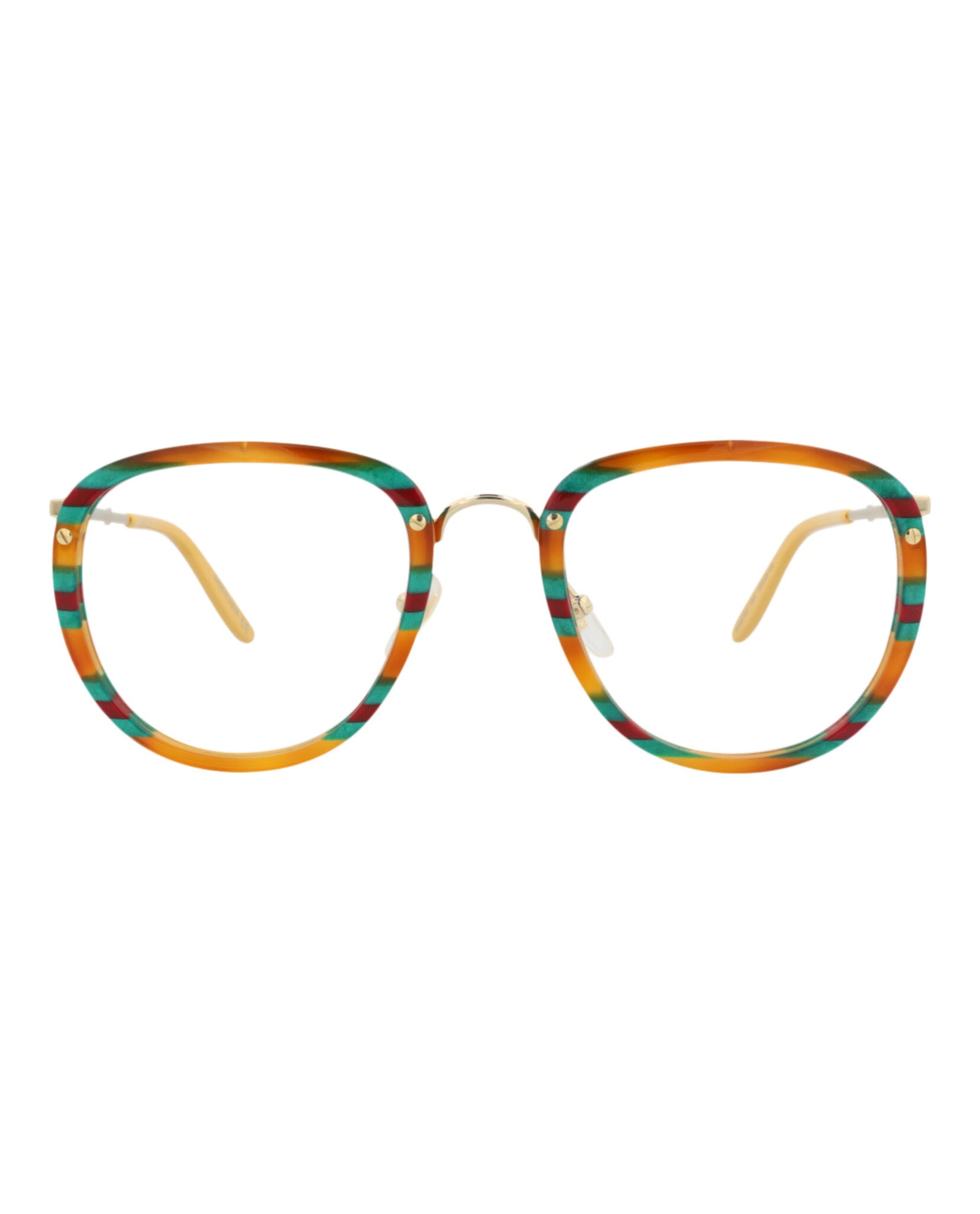 Gucci Mens Square/Rectangle Havana Gold Transparent Fashion Designer Eyewear