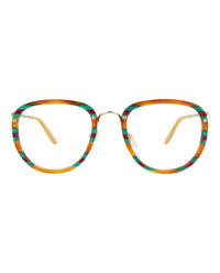 Gucci Mens Square/Rectangle Havana Gold Transparent Fashion Designer Eyewear