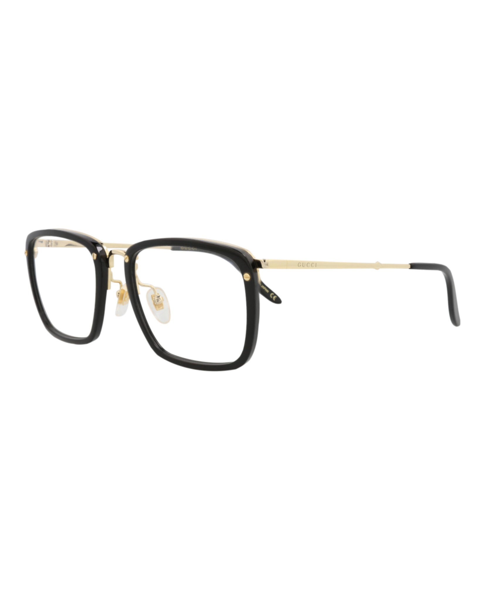 Gucci Gucci Mens Square/Rectangle Black Gold Transparent Fashion Designer Eyewear