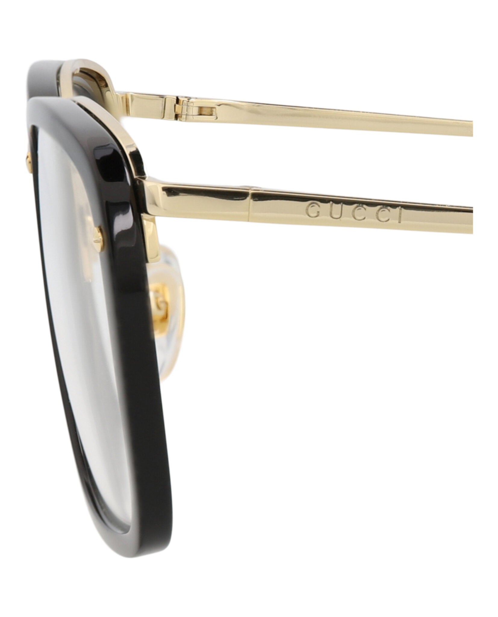 Gucci Gucci Mens Square/Rectangle Black Gold Transparent Fashion Designer Eyewear