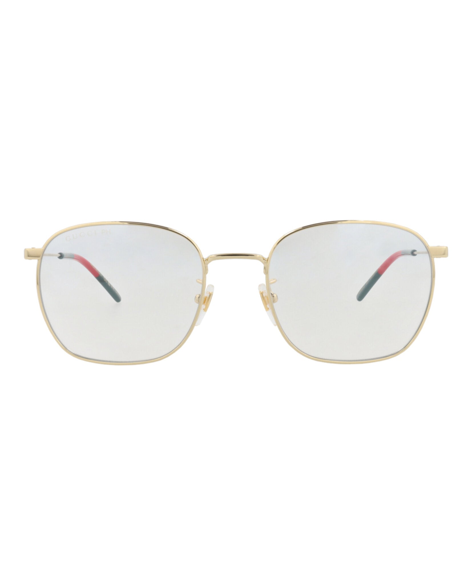 Gucci Mens Square/Rectangle Gold Gold Transparent Fashion Designer Eyewear