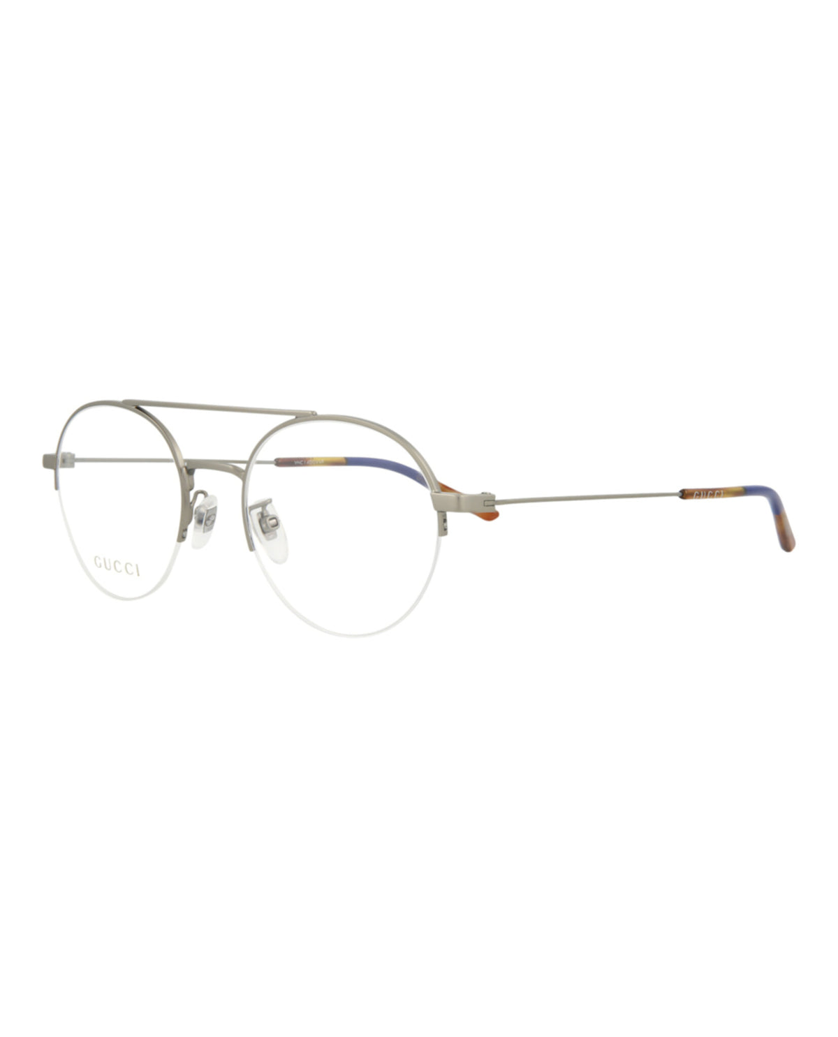 Gucci Mens Round/Oval Ruthenium Ruthenium Transparent Fashion Designer Eyewear