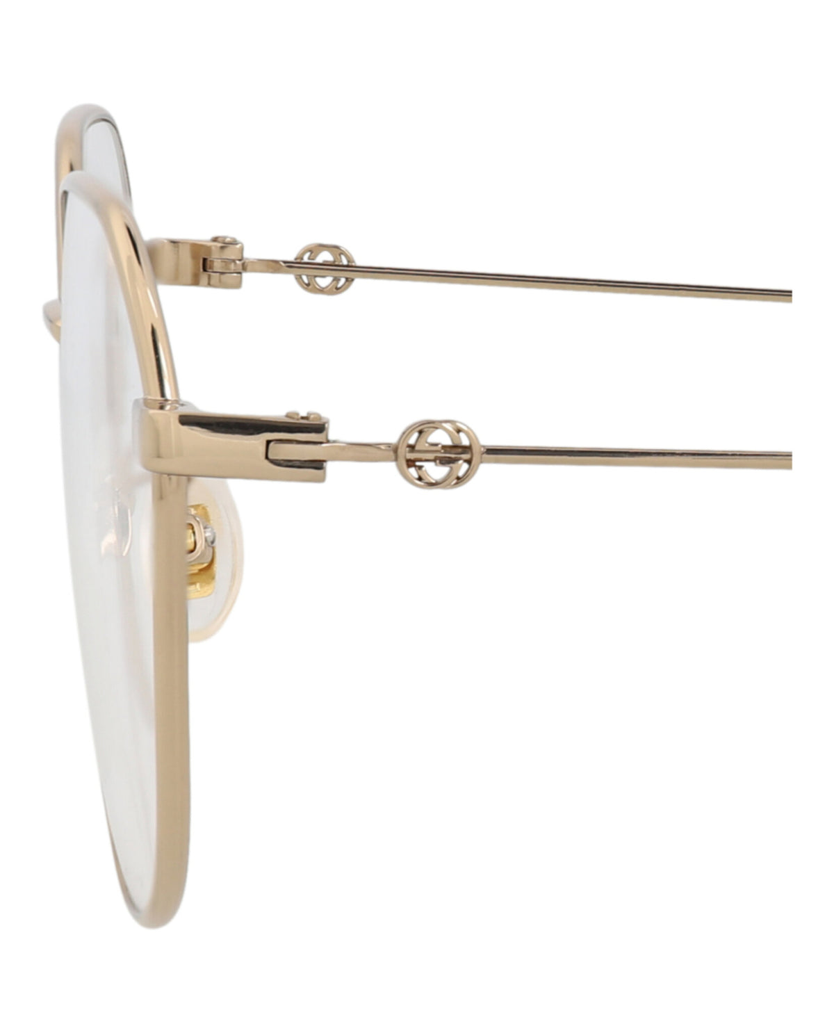 Gucci Womens Round/Oval Gold Gold Transparent Fashion Designer Eyewear