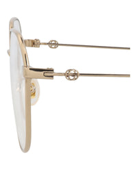 Gucci Womens Round/Oval Gold Gold Transparent Fashion Designer Eyewear