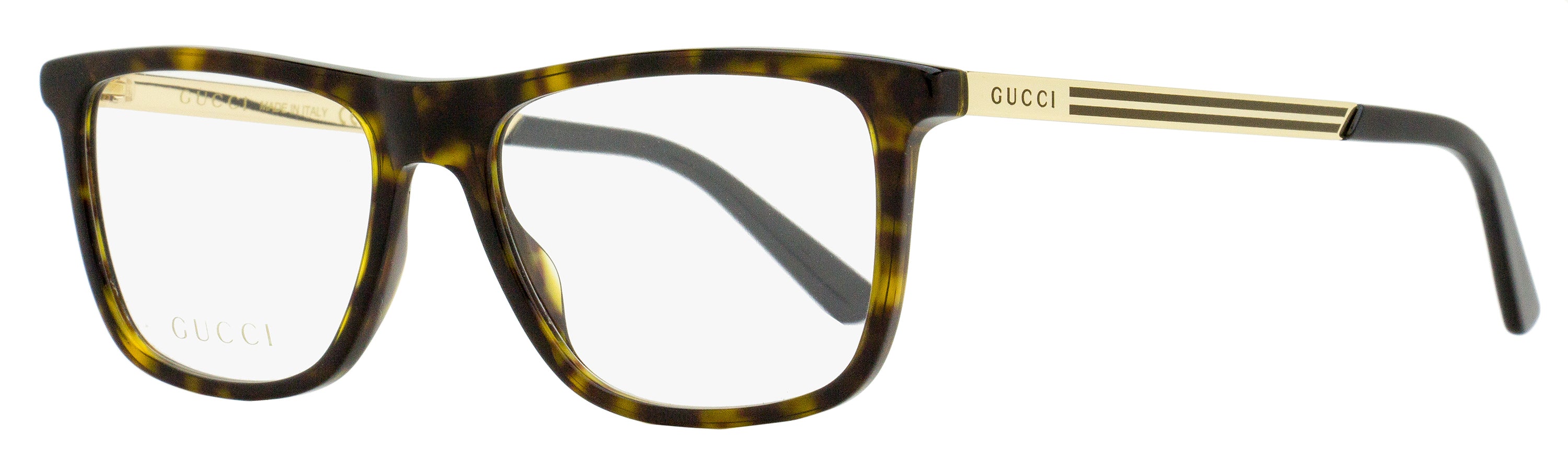 Gucci Classic Rectangular Eyeglasses GG0691O 002 Havana/Gold 54mm Havana Gold