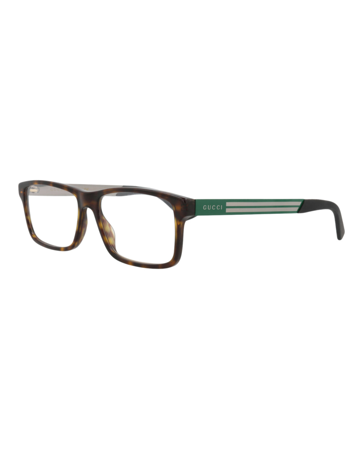 Gucci Mens Square/Rectangle Havana Green Transparent Fashion Designer Eyewear