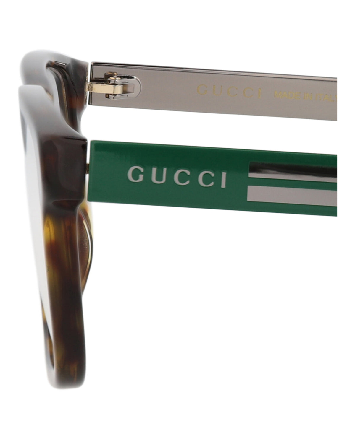 Gucci Mens Square/Rectangle Havana Green Transparent Fashion Designer Eyewear
