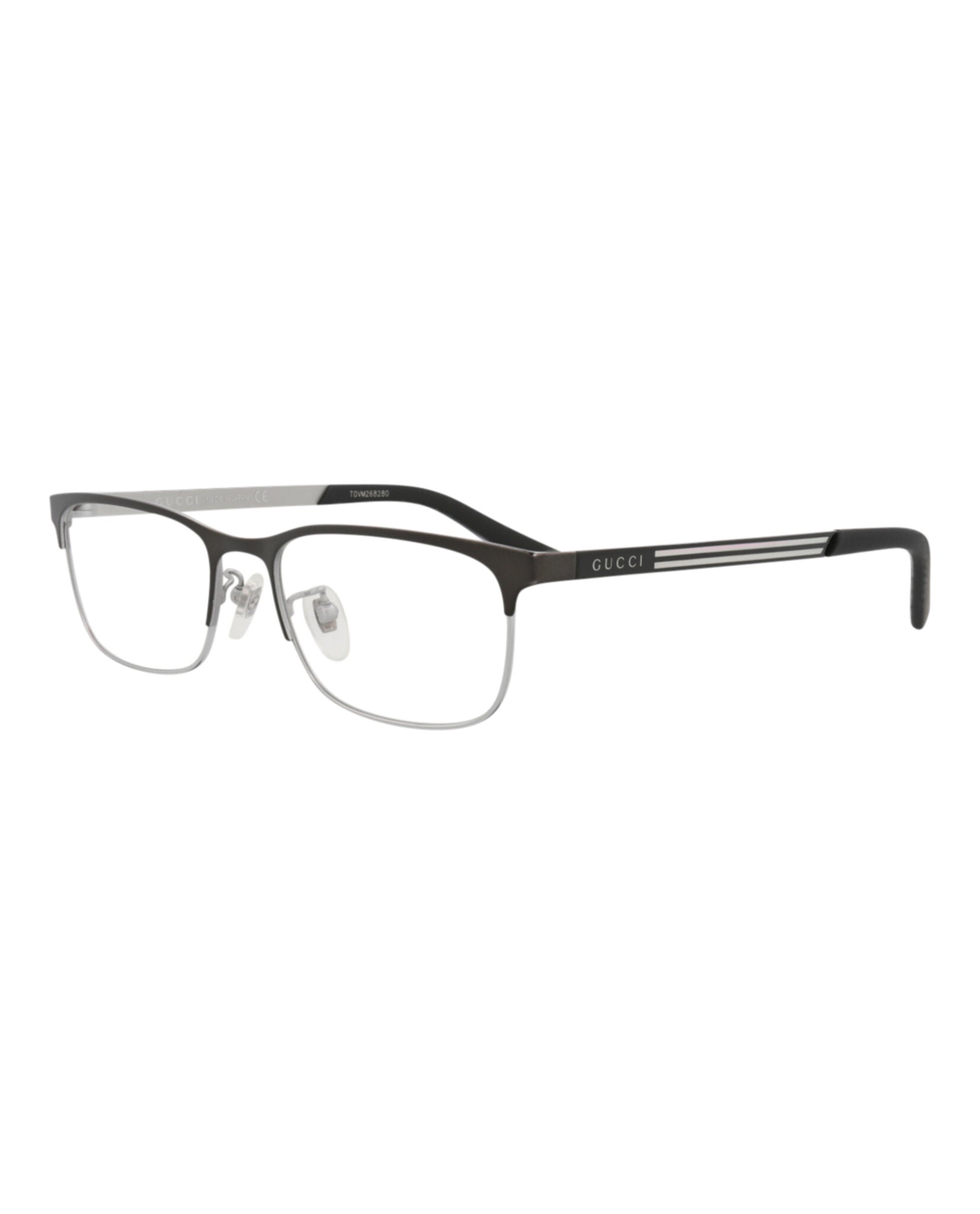 Gucci Gucci Mens Square/Rectangle Ruthenium Black Transparent Fashion Designer Eyewear