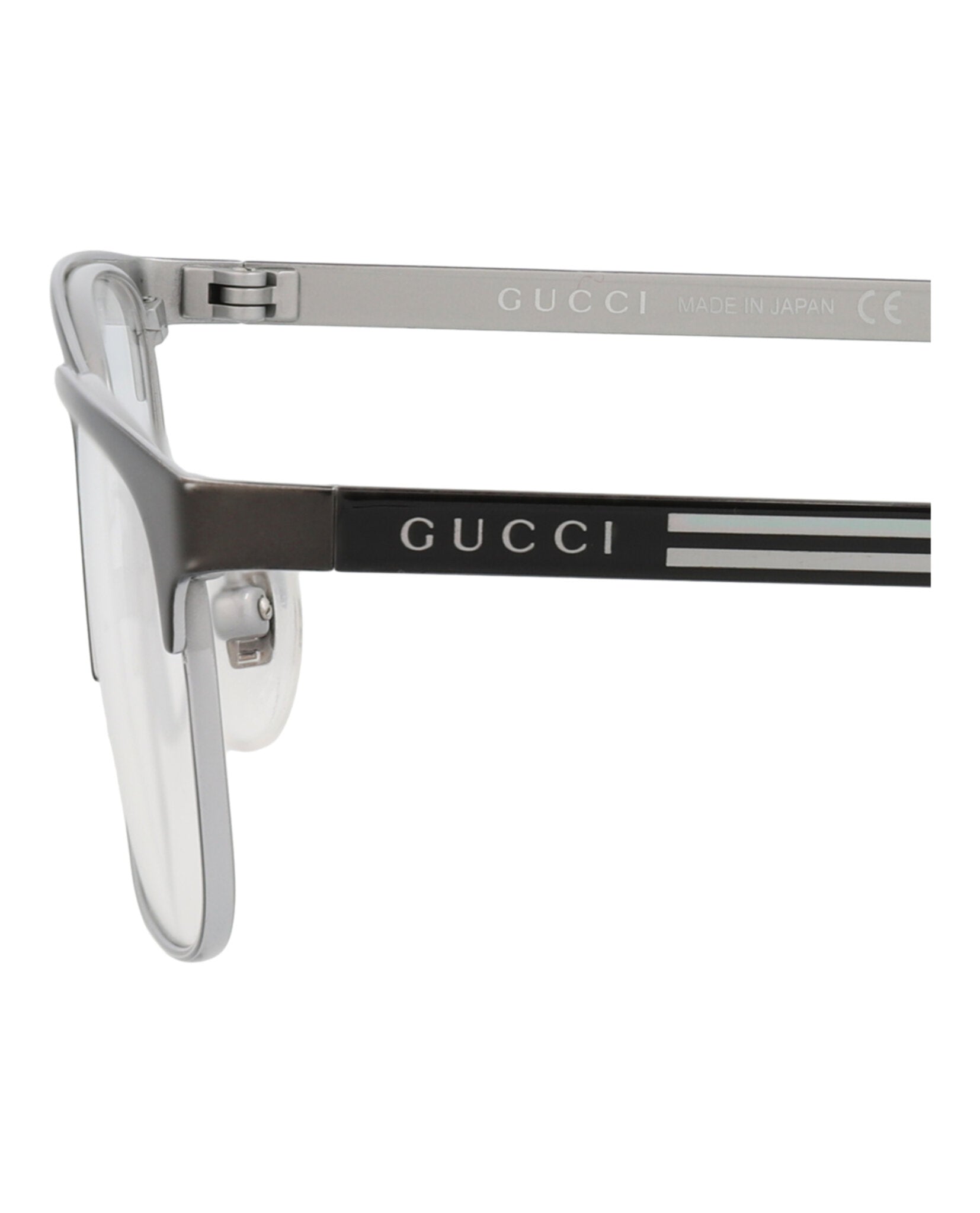 Gucci Gucci Mens Square/Rectangle Ruthenium Black Transparent Fashion Designer Eyewear