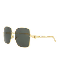 Gucci Womens Square/Rectangle Gold Gold Grey Fashion Designer Eyewear