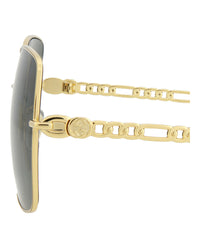 Gucci Womens Square/Rectangle Gold Gold Grey Fashion Designer Eyewear