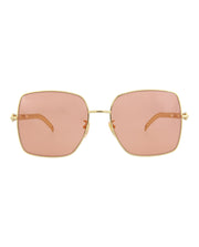 Gucci Womens Square/Rectangle Gold Gold Orange Fashion Designer Eyewear