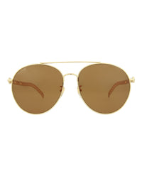 Gucci Womens Round/Oval Gold Gold Brown Fashion Designer Eyewear