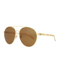Gucci Womens Round/Oval Gold Gold Brown Fashion Designer Eyewear