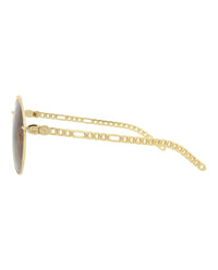 Gucci Womens Round/Oval Gold Gold Brown Fashion Designer Eyewear