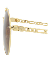 Gucci Womens Round/Oval Gold Gold Brown Fashion Designer Eyewear