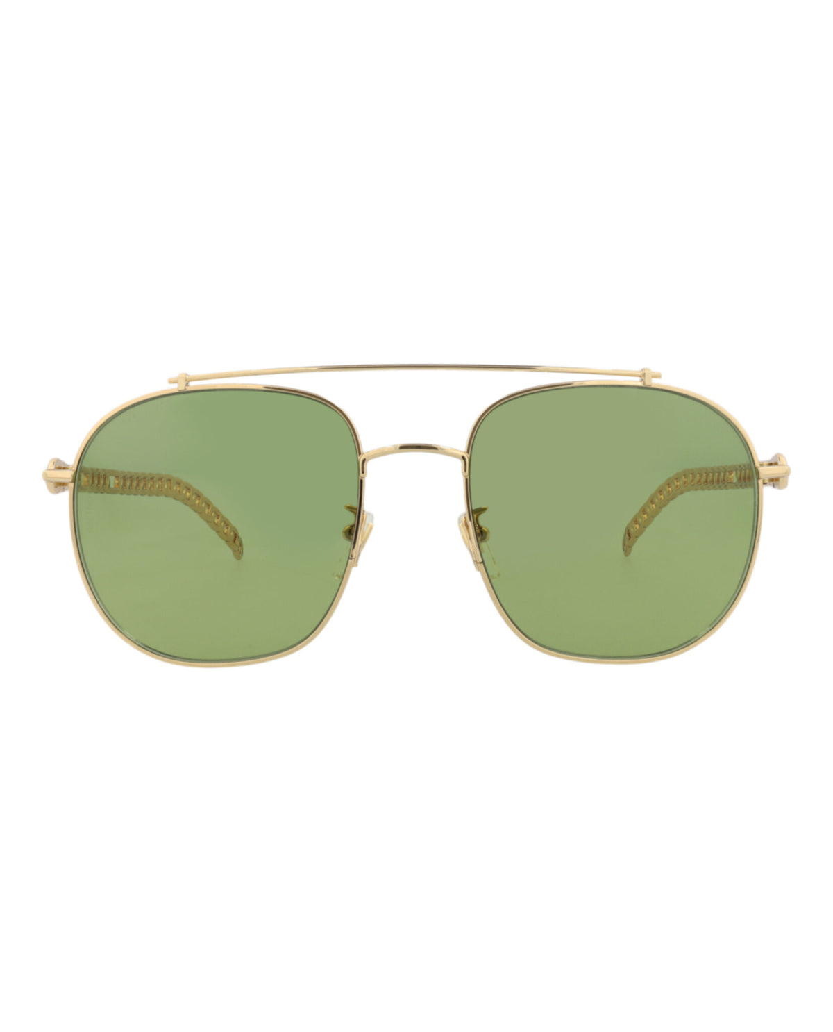Gucci Mens Square/Rectangle Gold Gold Green Fashion Designer Eyewear