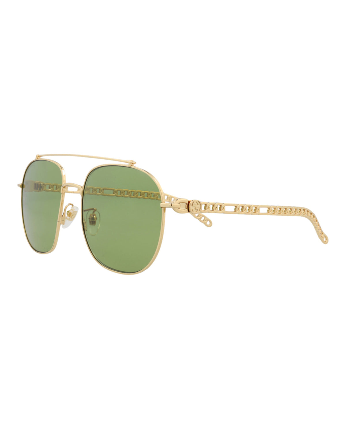 Gucci Mens Square/Rectangle Gold Gold Green Fashion Designer Eyewear